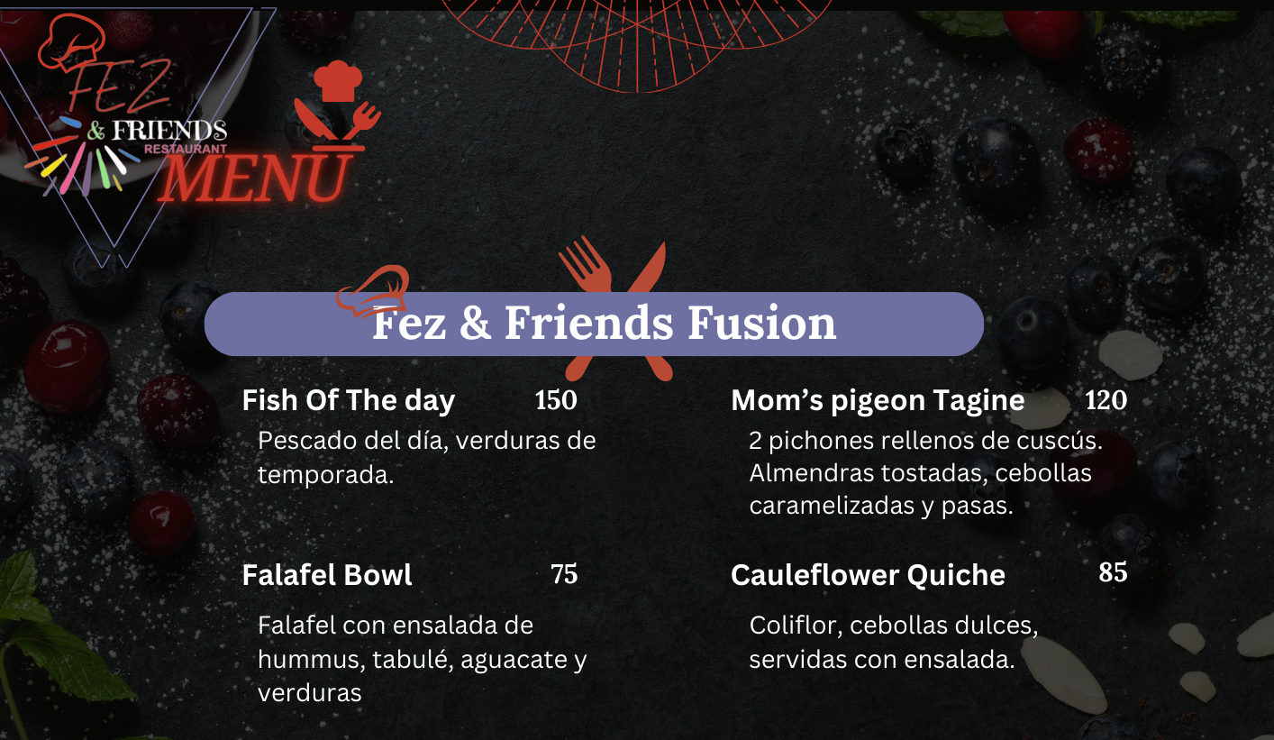 Fez and friends menu